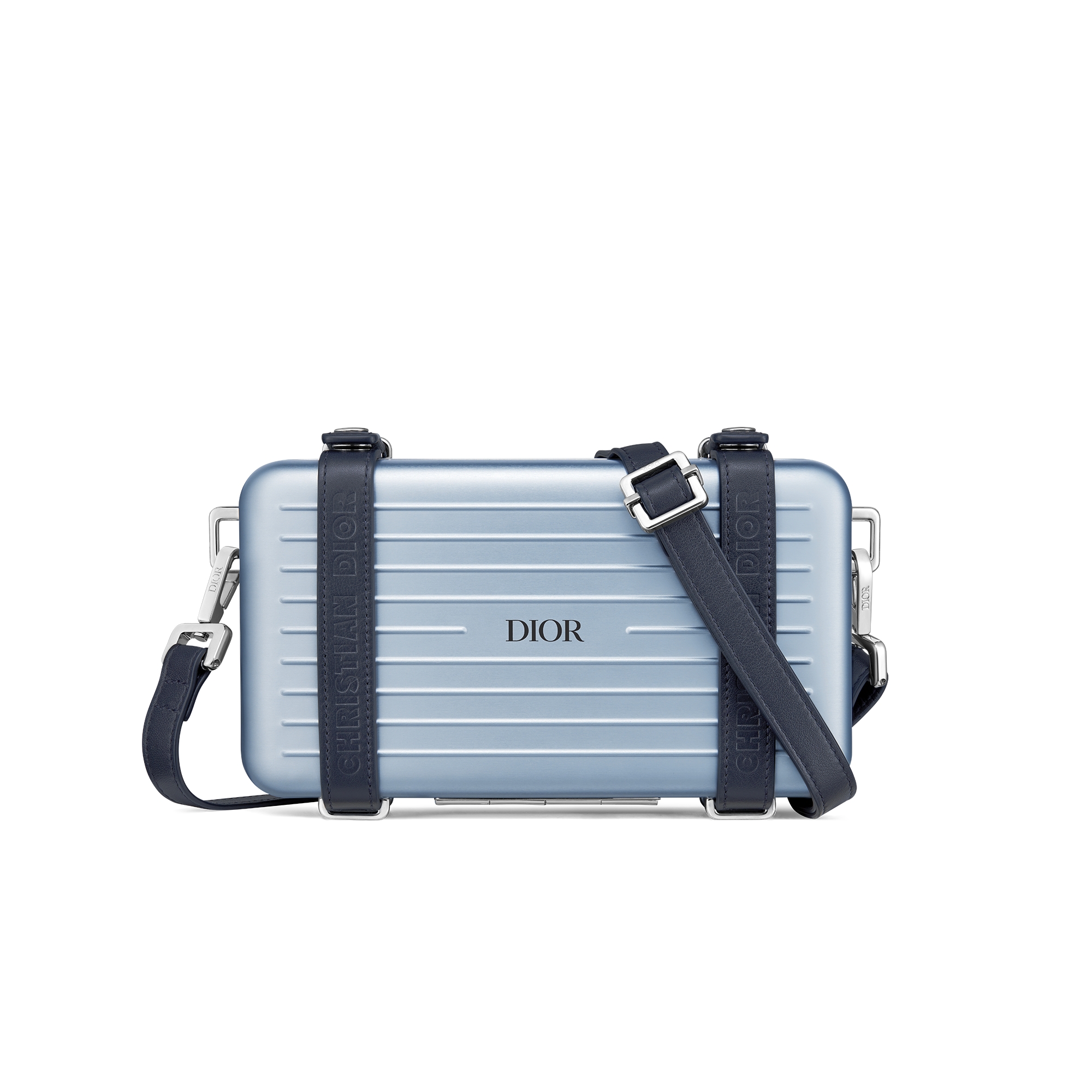 DIOR & RIMOWA 퍼스널 클러치 블루 알루미늄 & 그레인 송아지 가죽 E01