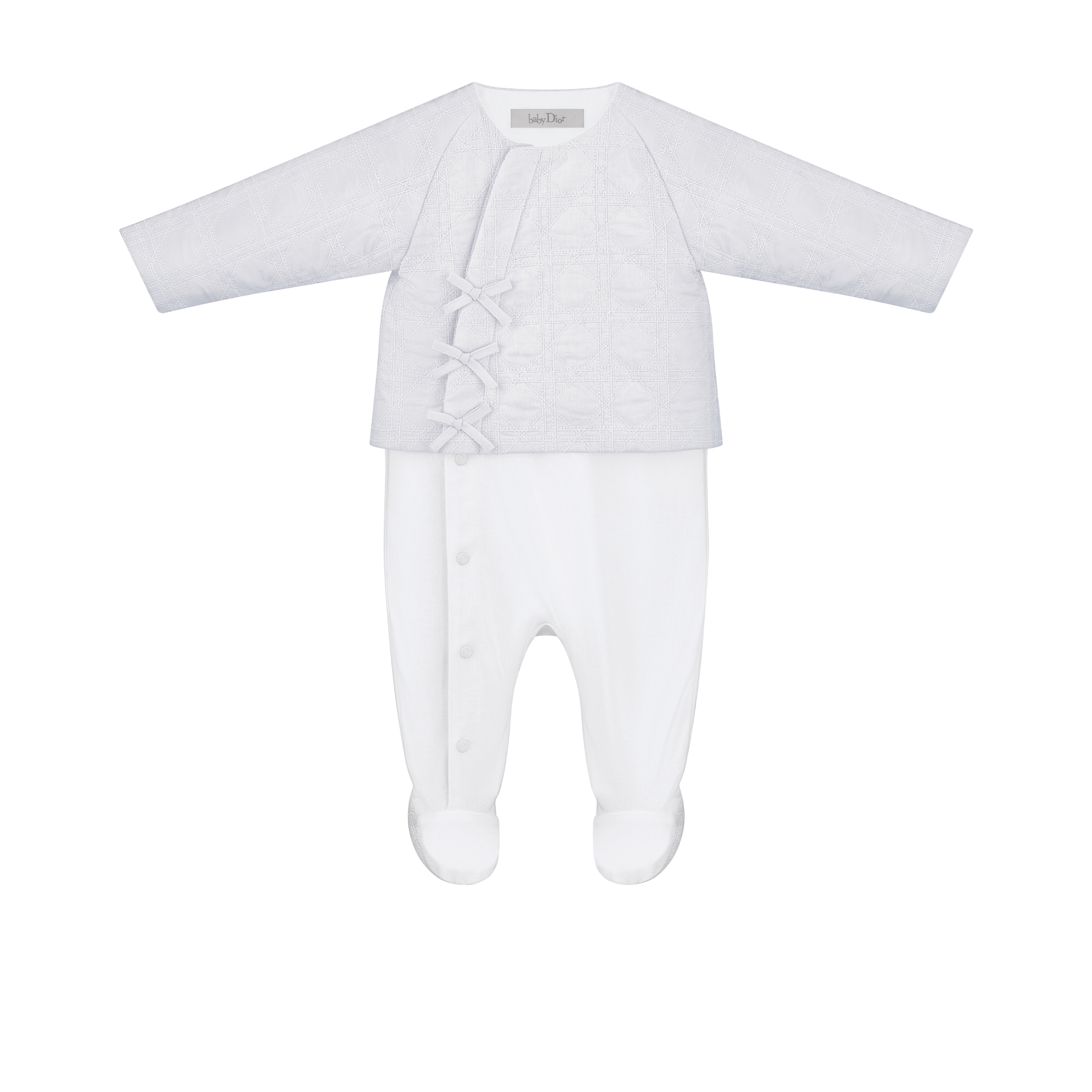 Pyjama-guimpe Cannage Interlock et voile de coton blancs E01
