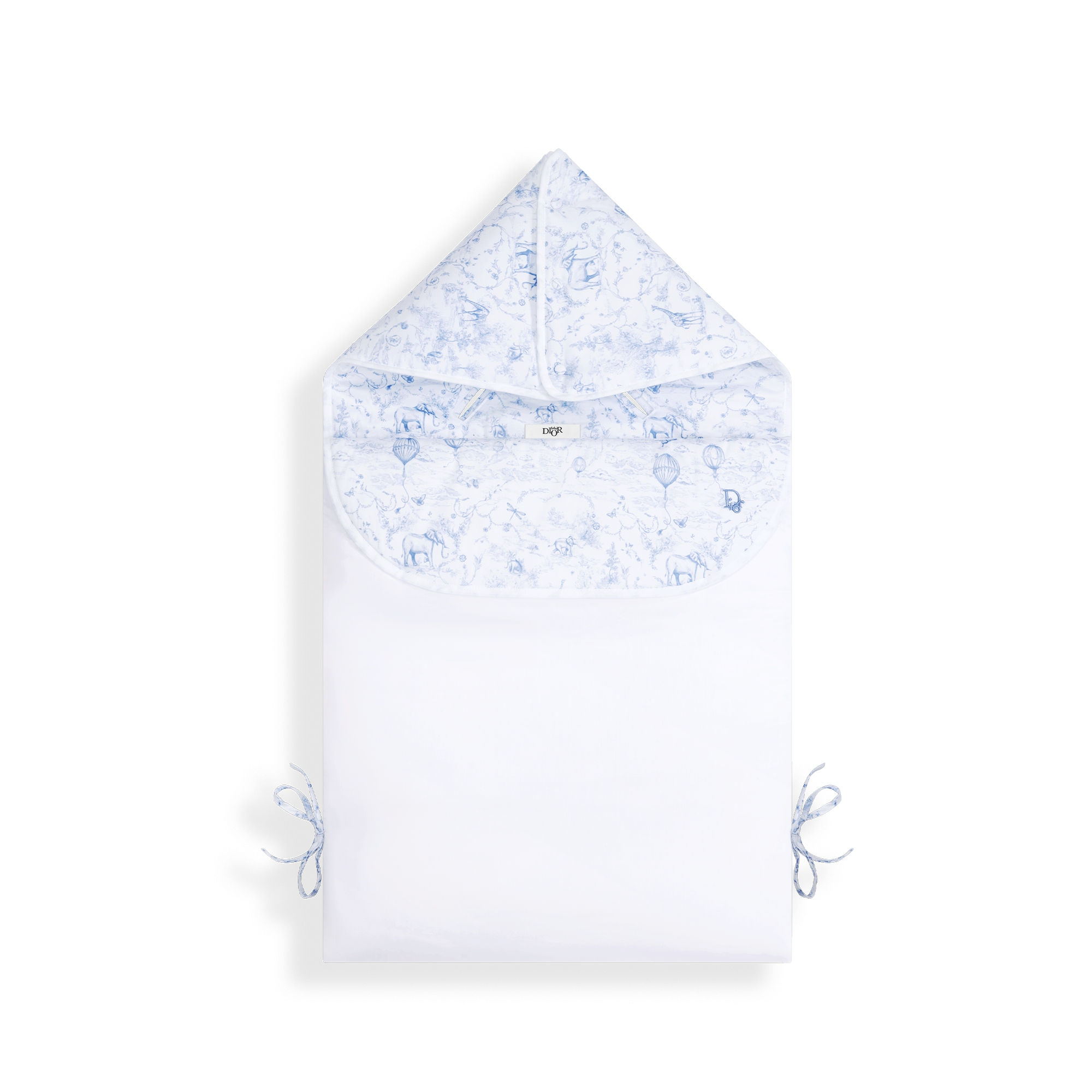 Sleeping Bag White Cotton Voile with Light Blue Toile de Jouy Print E01