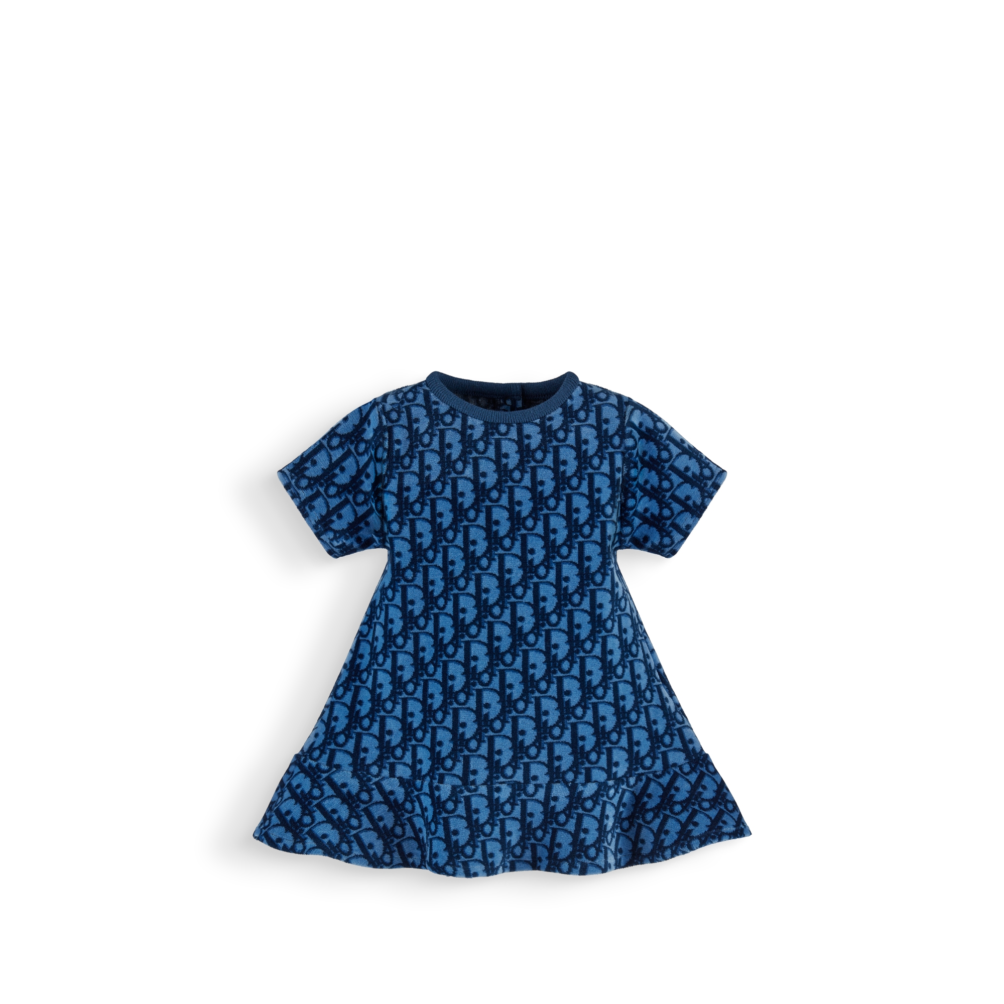 Baby A-Line Dress Blue Dior Oblique Velvet Jacquard E01
