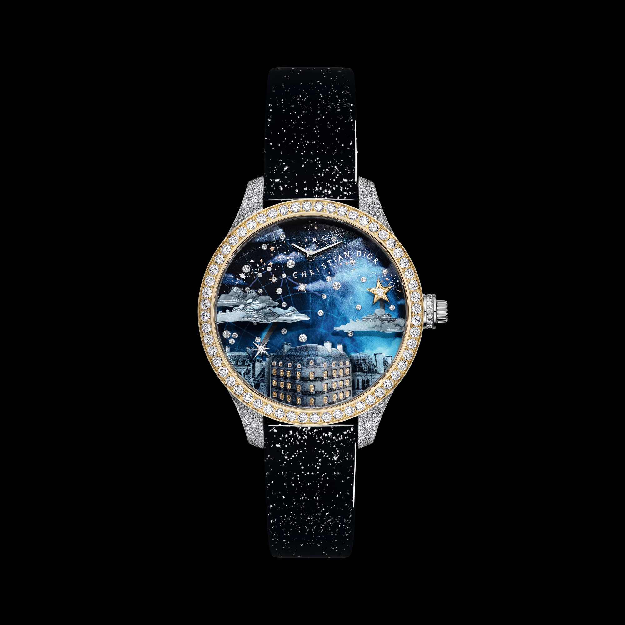 Dior Grand Soir Automate Étoile de Monsieur Dior Ø 38 MM, Yellow Gold, White Gold, Diamonds and Mother of Pearl E01