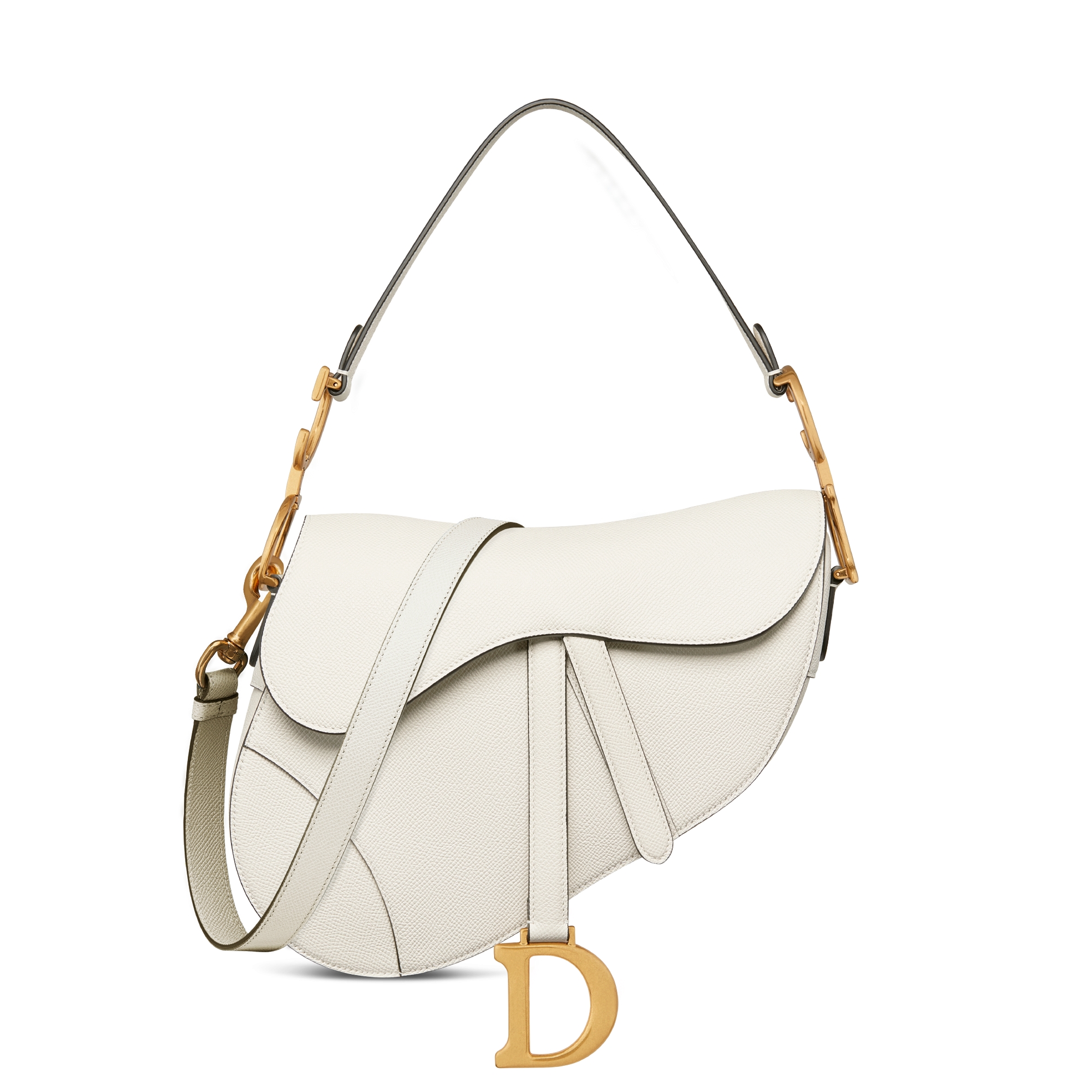Saddle Bag with Strap Latte Grained Calfskin E01